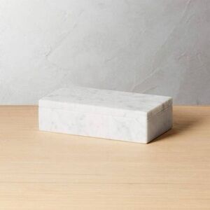 CB2 WEST ELM Large White Marble Box